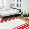 thumbnail image 6 of Striped Area Rug 5'x7' Colorful Stripes Red Wood Texture White Washable Area Rugs Non Shedding Floor Carpet Rubber Backing Non-Slip Indoor Mats for Living Room Bedroom Kitchen, 6 of 8