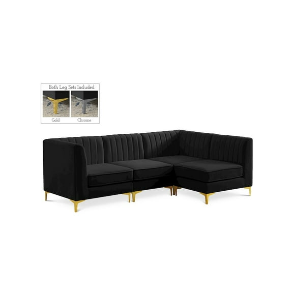 Meridian Furniture Alina Black Velvet Modular Sectional