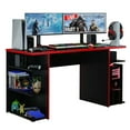 thumbnail image 2 of Madesa Large Modern Gaming Computer Desk 53 Inch with 5 Shelves Cable Management Student Study Wooden Table Home Office Gamer Desk for Kids and Adults - Black/Red, 2 of 5