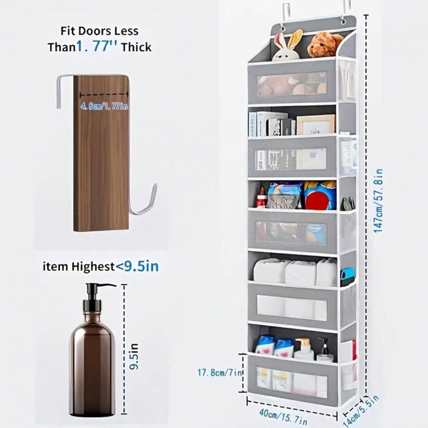 4-Tier Hanging Storage Organizer With 4 Large Pockets - Wall-Mounted Fabric Shelves For Bedroom, Bathroom, Pantry