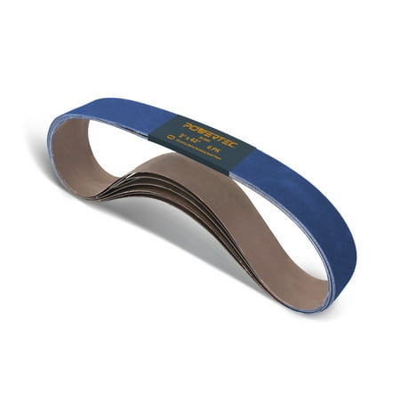 

POWERTEC 2 in x 42 in Sanding Belts 36 Grit Zirconia Metal Grinding Sand Paper – 6 Pack 4242036Z-6