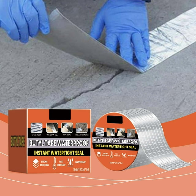 Xihbxyly Cinta Adhesiva de Butilo, Impermeable, para Techos, Lámina de Aluminio de Alta Adherencia, Protección Contra La Humedad y Fugas, Fácil de Aplicar, Alta Durabilidad En Condiciones Climáticas