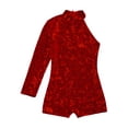 thumbnail image 7 of iiniim Girls Shiny Sequins Oblique Shoulder Gymnastics Leotard Shorts Biketard Bodysuit Jumpsuit Size 6-16 A Red 10, 7 of 7
