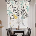 thumbnail image 3 of Aqua Grey Botanical Balloon Curtains for Windows, Bedroom Curtains 54 Inch Length, Rustic Country Spring Floral Summer Leafv Tie Up Curtains Panels Thermal Insulated Bathroom Curtains Window 42"x54", 3 of 8