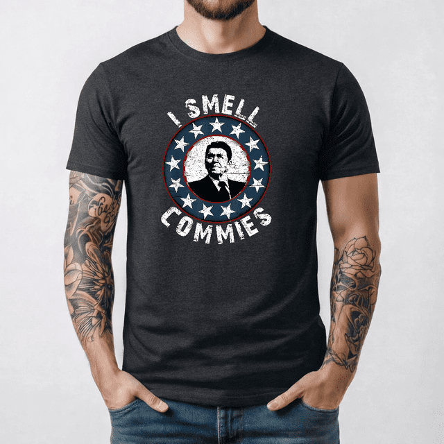 New LIMITED Ronald Reagan I Smell Commies Retro Vintage Political Humor T-Shirt