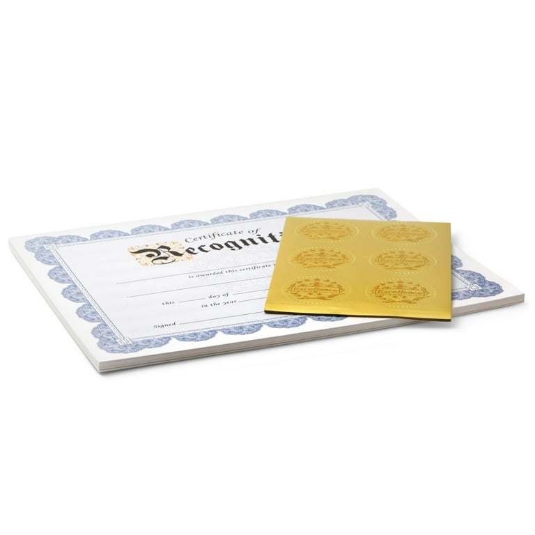 Best Paper Greetings 96 Pack Award Stickers, Gold Certificate Seals &  Excellence Stars for Graduation Certificates