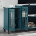 thumbnail image 4 of Aukfa TV Stand for TVs up to 62" - Storage Buffet Cabinet with Glass Door and Adjustable Shelves - Teal Blue, 4 of 8