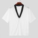 thumbnail image 3 of INCERUN Tops 2024 estilo coreano sexy para hombre a rayas con cuello en V transparente camisetas casuales ropa de calle fina de media manga camiseta S-5XL, 3 of 5