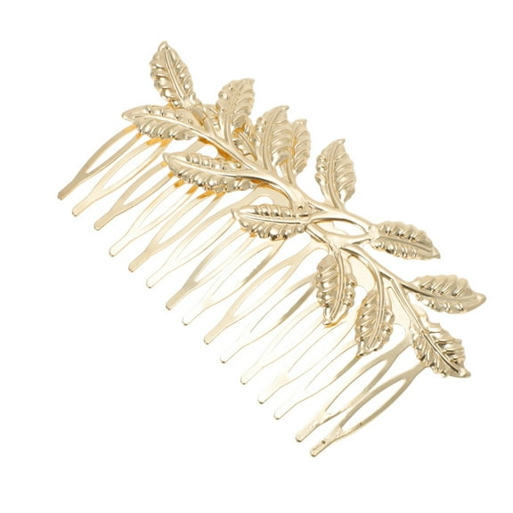 Unique Bargains 1 Pc Women's Portable Leaves Side Comb for Parties Gold Tone Alloy