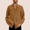 thumbnail image 3 of Clearance Clothes Under $10 Miqool Men's Big & Tall Linen Shirts Casual Long Sleeve Button Down Shirts Lapel Collared Solid Plain Summer Beach Shirts Business Wedding Dress Shirts, 3 of 6