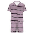 thumbnail image 4 of YLSDY Men's Striped Pajamas Shorts Sets Short Sleeve Button Down Silk Satin Pjs Sets Shirts Summer Sleepwear Loungewear Watermelon Red 4, 4 of 5