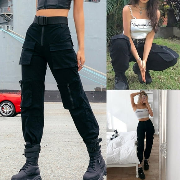 WILLBEST Jeans for Women Fashion Women Solid Black Street Style Pockets Casual Daliy Wild Pants Trousers Lightweight Pants Women