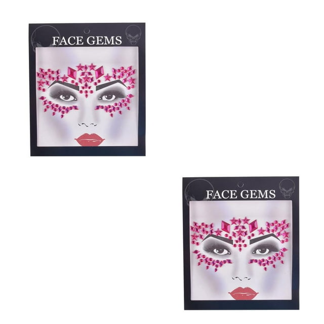 pitrice DIY Eye Face Rhinestone Stickers Crystal Glitter Temporary Phone Tablet Stylish Decorations Wedding Festival Makeup Rose red 2Set
