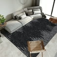 thumbnail image 2 of Hasoo Washable Bedroom Rug Geometric Striped Area Rug Soft Non Slip Low Pile Stain Resistant Carpet, Black 9' x 12', 2 of 5