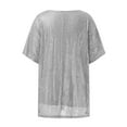 thumbnail image 5 of Hauaitttt Women Plus Size Sparkly Sequin Blingbling V Neck Short Sleeve Loose Top Tee Shirt Was Out Long Sleeve Shirt for Women Casual Summer Long Sleeved Shirts Womens Ladies Athletic Wear Shirt for, 5 of 6