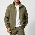 thumbnail image 6 of Eltusu Men's Jackets with Zip Up, Long Sleeve Lightweight Collared Solid Color Men's Outerwear Army Green Size 2XL, 6 of 8