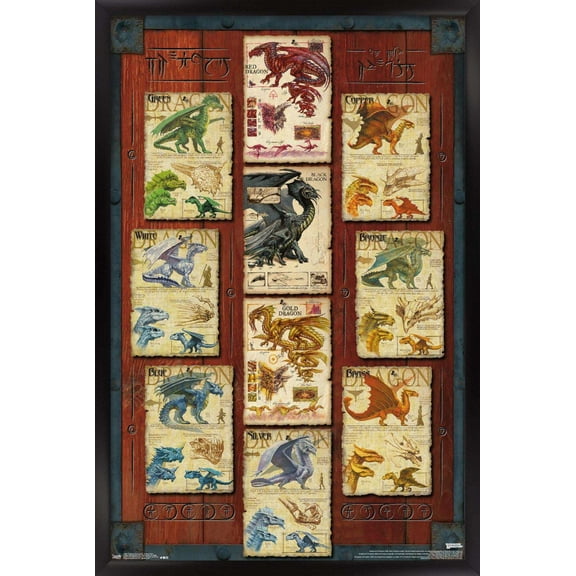 Dungeons and Dragons - Dragon Grid Wall Poster, 14.725" x 22.375", Framed