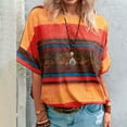 thumbnail image 1 of CHGBMOK Blouses Grande Taille pour Femmes Mode Été Femme Ample Col Rond Imprimé Décontracté Manches Courtes Tops Été Plage Tops en Liquidation, 1 of 3