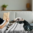 thumbnail image 3 of Fantasy Soft Flannel Fleece Throw Blanket, Portrait of a Gothic Lady with a Carnival Costume Black Lipstick and Hair Horns, Cozy Plush for Indoor and Outdoor Use, 50" x 70", White Black, by Ambesonne, 3 of 5