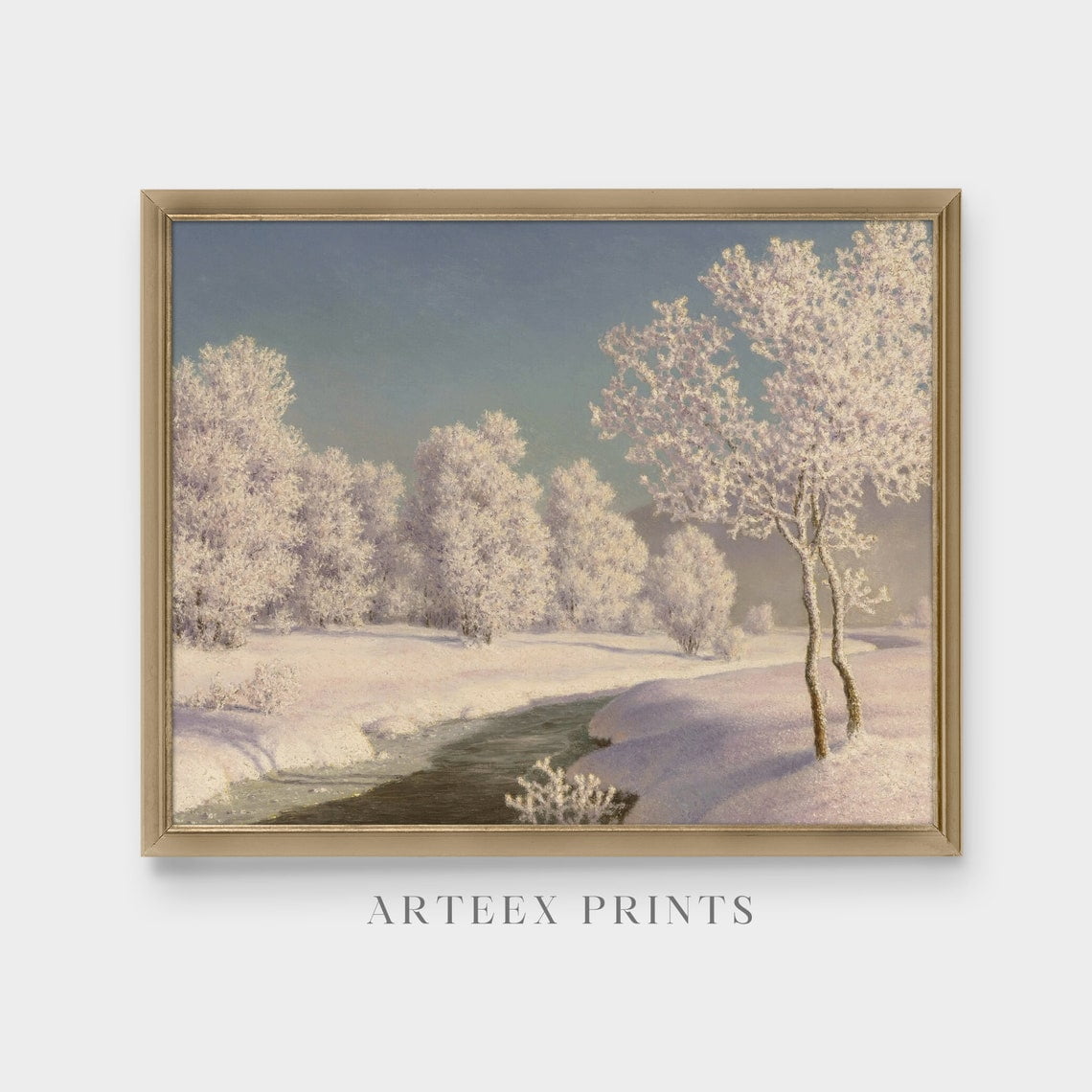 Winter Landscape Wall Art Antique Snowy Forest Scene Seasonal Living Room And Home Decor