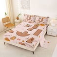 thumbnail image 2 of Erosebridal Kawaii Capybara Kid Bed Sheets, Brown J Letter King Sheets, 4 Pieces, 2 of 5