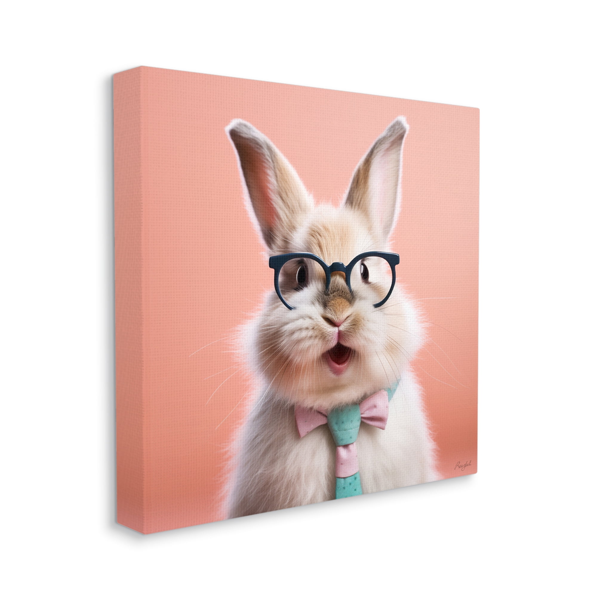 Stupell Industries Rabbit in Glasses Animals & Insects Painting Gallery Wrapped Canvas Art Print Wall Art, 36 x 36