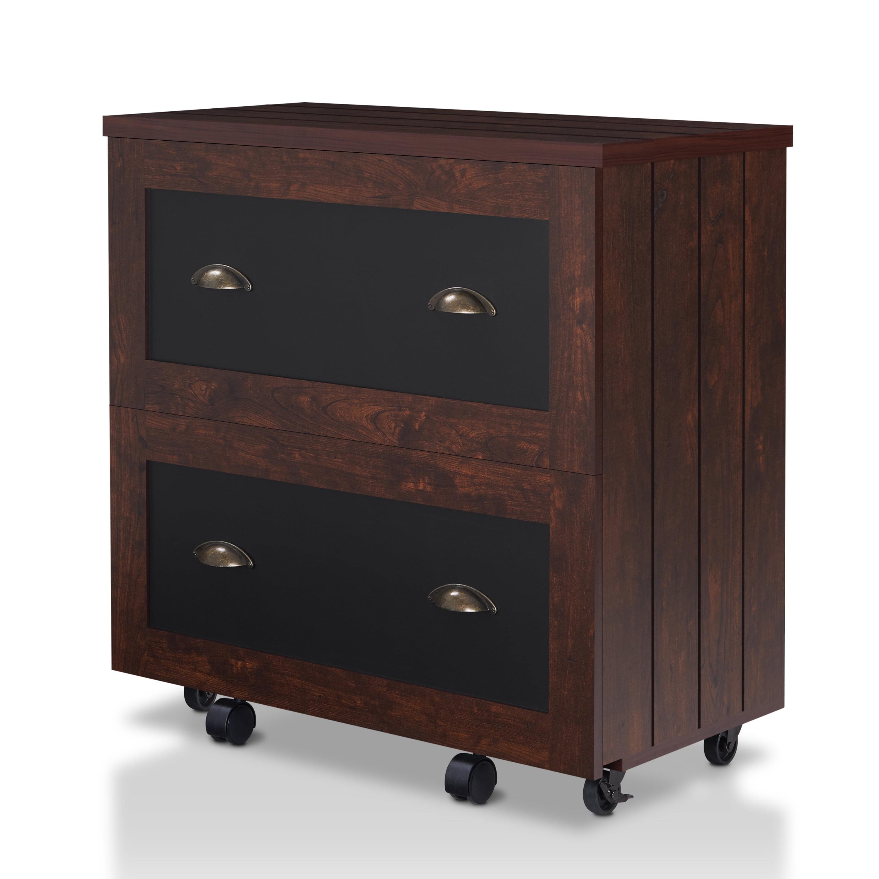 Rele 2-Drawer Wood File Cabinet with Casters, Vintage Walnut