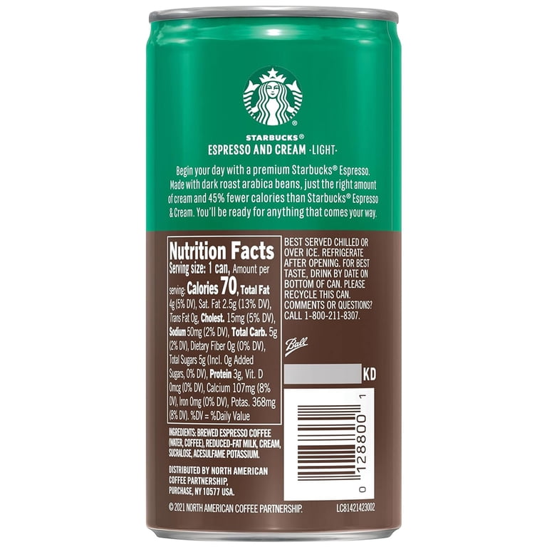 Starbucks Doubleshot Espresso & Cream Light, 6.5 fl oz, 12 Pack photo 3