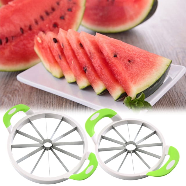 Xihbxyly Cortador de Sandía Grande, Diseño de Corte Rápido, Hoja de Acero Inoxidable, Herramienta de Cocina Multiusos, Cortador de Frutas y Verduras, Agarre Cómodo y Antideslizante, Apto para Lavavaj