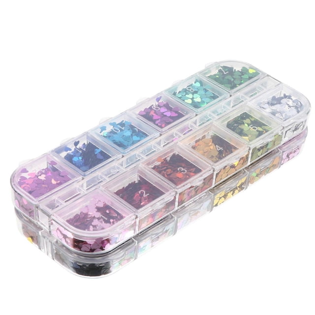 Nail Art Glitter Sequins Nail Stickers 2 Boxes Heart Shape Decoration Ideal For Art Craft Projects Nail Art Lovers