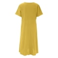 thumbnail image 4 of Baqcunre Maxi Dresses for Women 2024 Women's Casual Solid Color Short Sleeved Round Neck Loose Pocket Dress Dresses for Women 2024 Summer Dresses for Women 2024 Womens Dresses Yellow M(Hot), 4 of 5