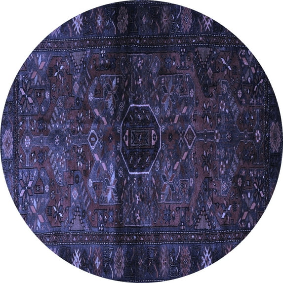 Ahgly Company Machine Washable Indoor Round Persian Blue Traditional Area Rugs, 3' Round