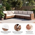 thumbnail image 6 of LAUSAINT HOME 6-Piece Patio Furniture Set, Outdoor Wicker Conversation Set with Adjustable Backrest, Beige Cushions, 6 of 9