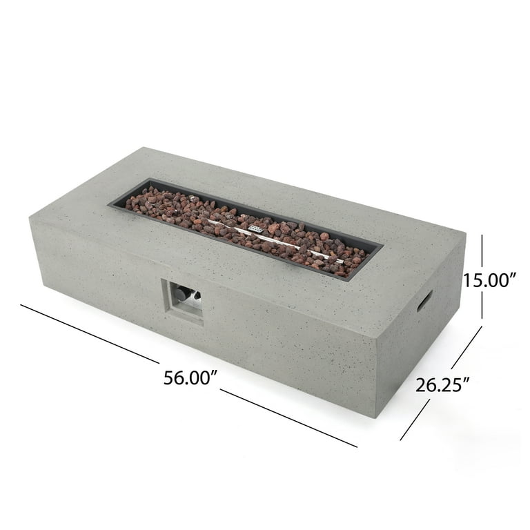 Jaxon Outdoor 56 Rectangular Propane Fire Table with Lava Rocks, Eggshell Jaxon Outdoor 56 Rectangular Propane Fire Table with Lava Rocks, Eggshell