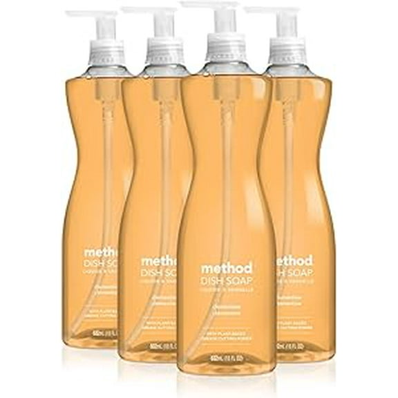 Method Gel Dish Soap , Clementine, Biodegradable Formula, Tough on Grease, 18 Fl Oz (Pack of 4)