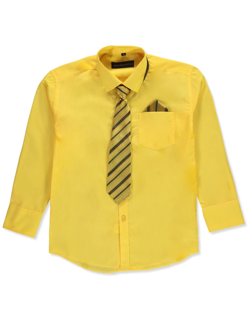 Kids World Boys' Dress Shirt & Tie (Patterns May Vary) - gold, 18 (Big Boys)  - Walmart.com