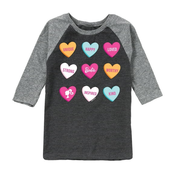 Barbie - Barbie Candy Hearts - Toddler And Youth Raglan Graphic T-Shirt