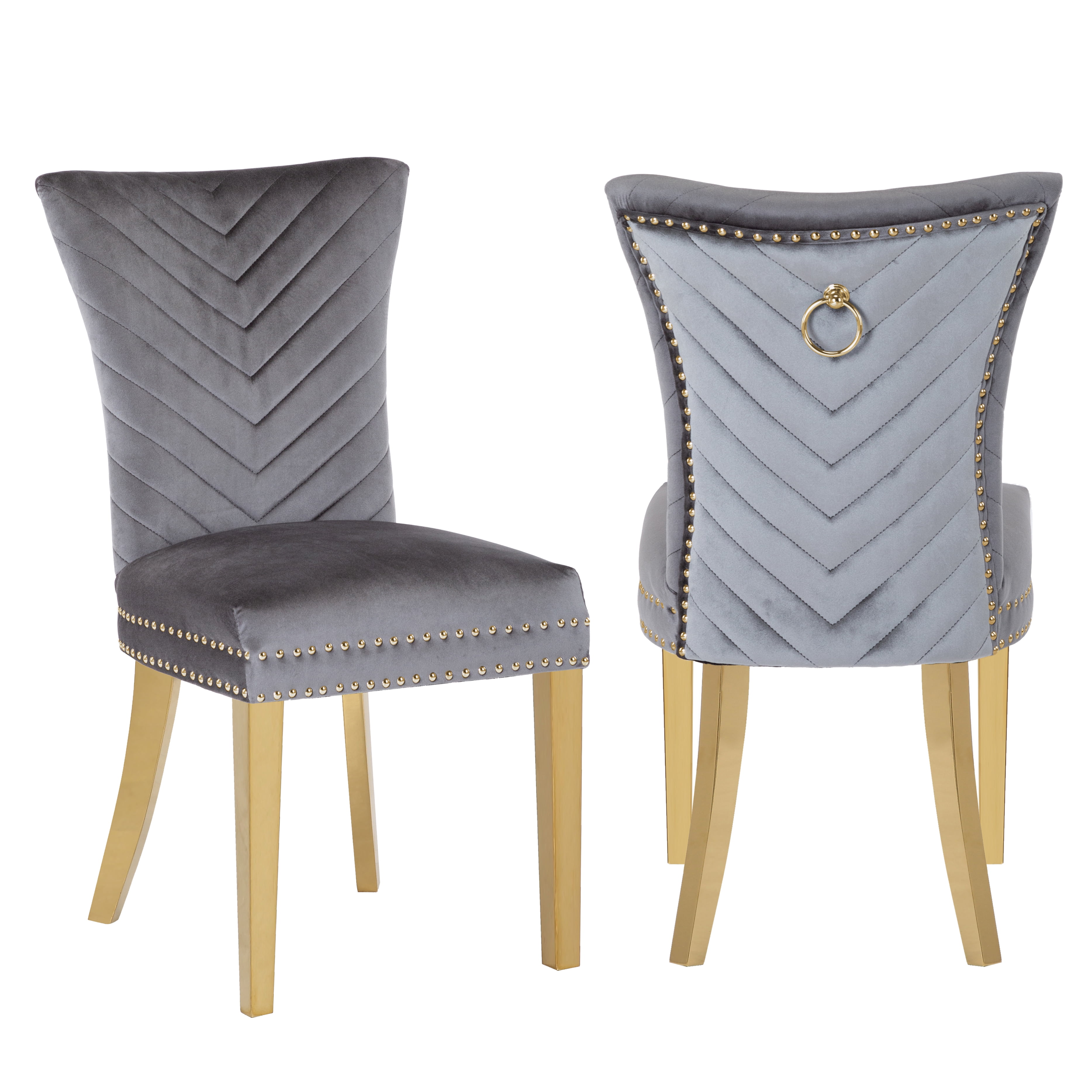 CoSoTower Eva 2 Piece Gold Legs Dining Chairs Finished With Velvet ...