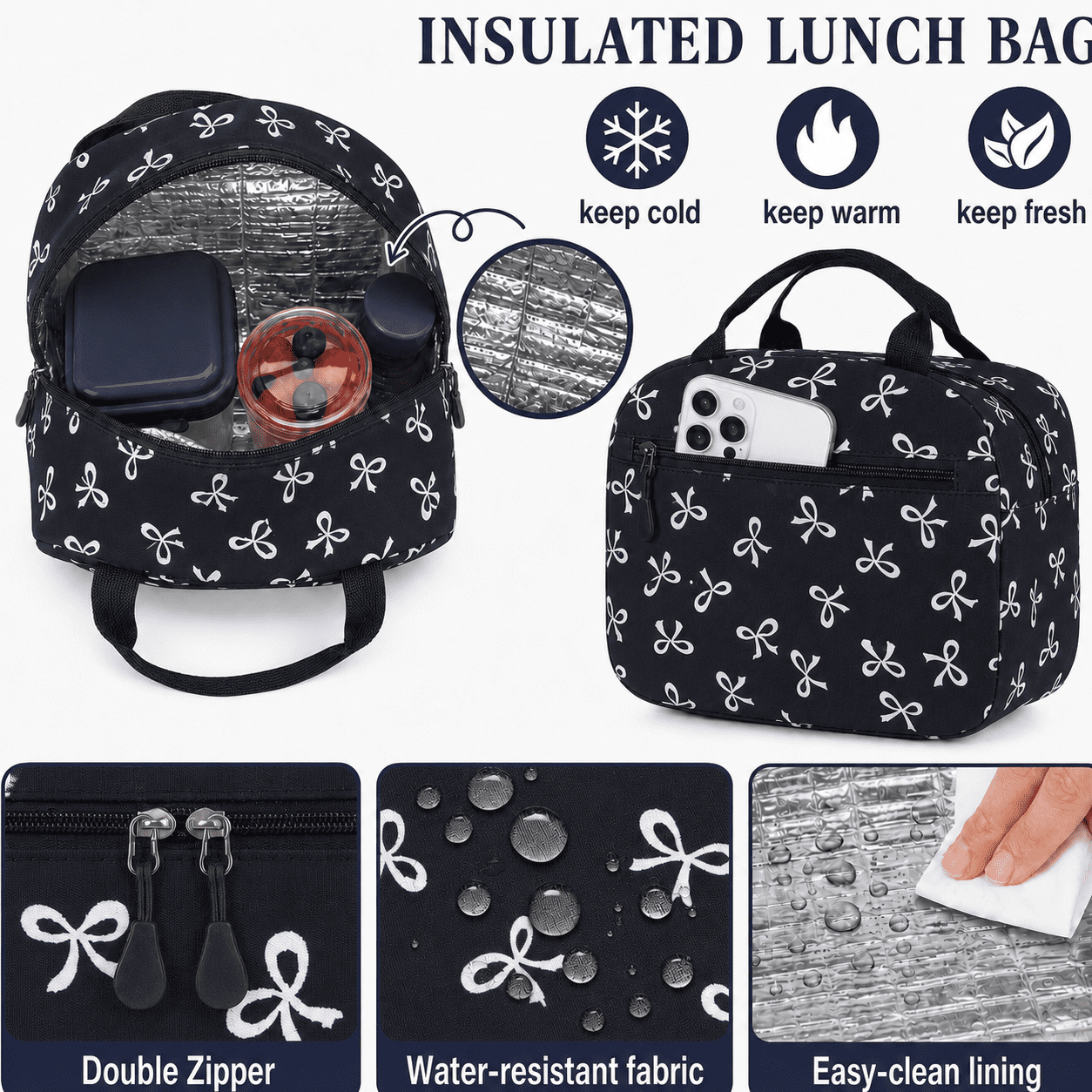 Soda Candy Girls Backpack Set 3pcs Coquette Bow School Bookbag for Kids Cute Kawaii Printed Book Bag with Lunch Bag Pencil Pouch
