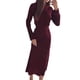 thumbnail image 1 of Vestido largo con cinturón de manga larga de color sólido con cuello alto informal a la moda para mujer Fridja nalpqowj4857, 1 of 9