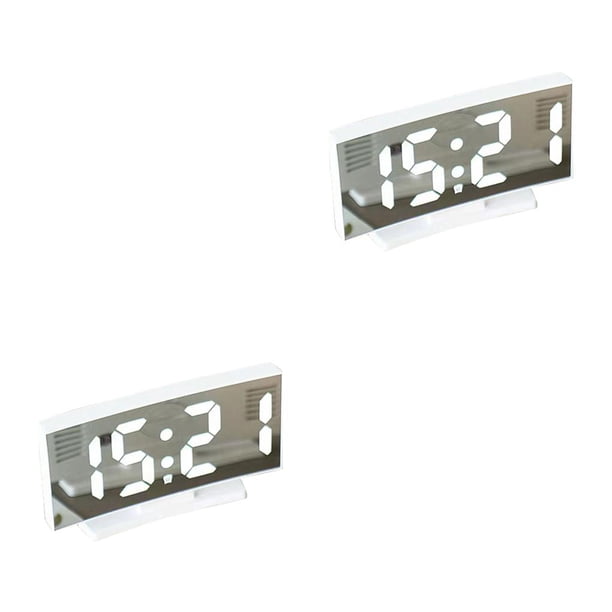 Reloj Despertador LED Cateissary con Memoria Superficie Curva Multifuncional Luz Blanca/Blanca 2Conjunto