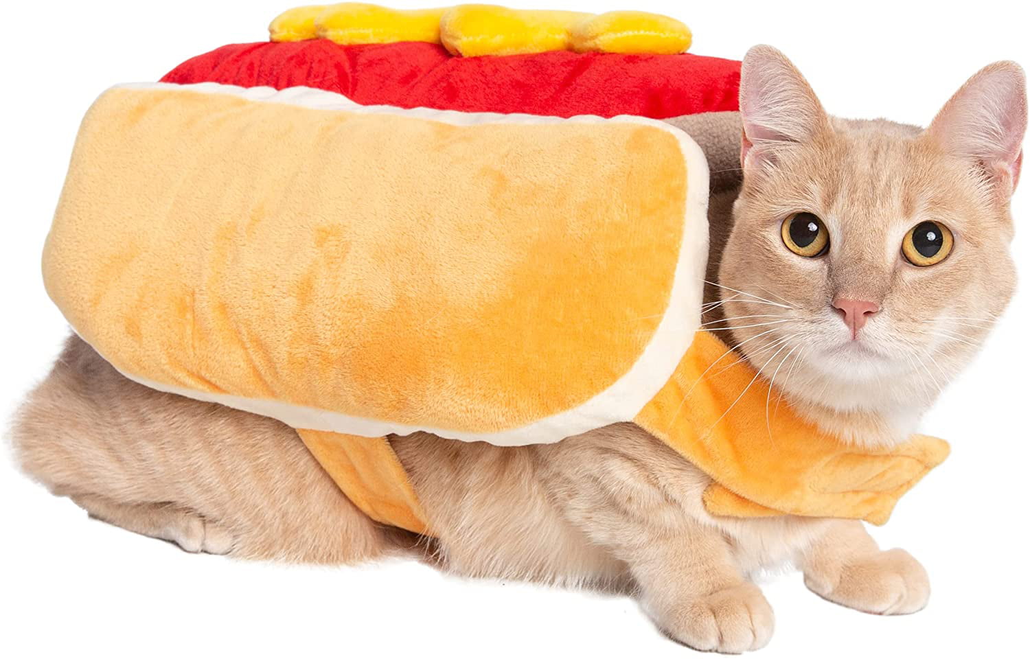 Pet Krewe Hot Dog Costume for Cats and Dogs, Medium Pet Wiener Costume for Dogs  1st Birthday, National Cat Day & Celebrations