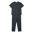 thumbnail image 6 of Men's Summer Sun Protection Suit Set Short Sleeve V-Neck Top and Shorts Casual Loose Fit Quick Dry Breathable Shirt for Beach Vacation Fishing Hiking Golf Travel Outfits | AESTIVO,Gray L, 6 of 9
