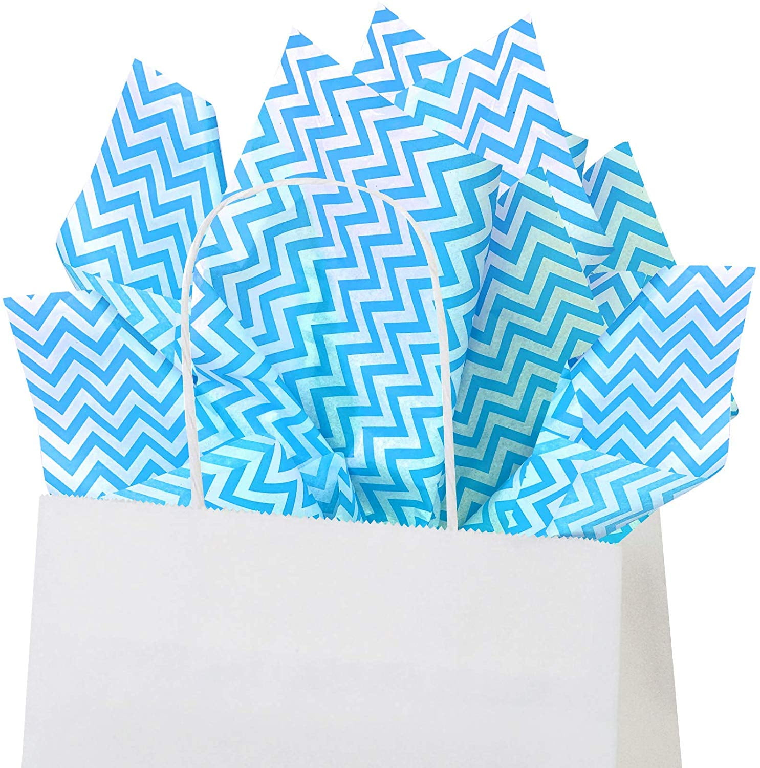 Turquoise Chevron Tissue Paper, 15"x20", 10 ct