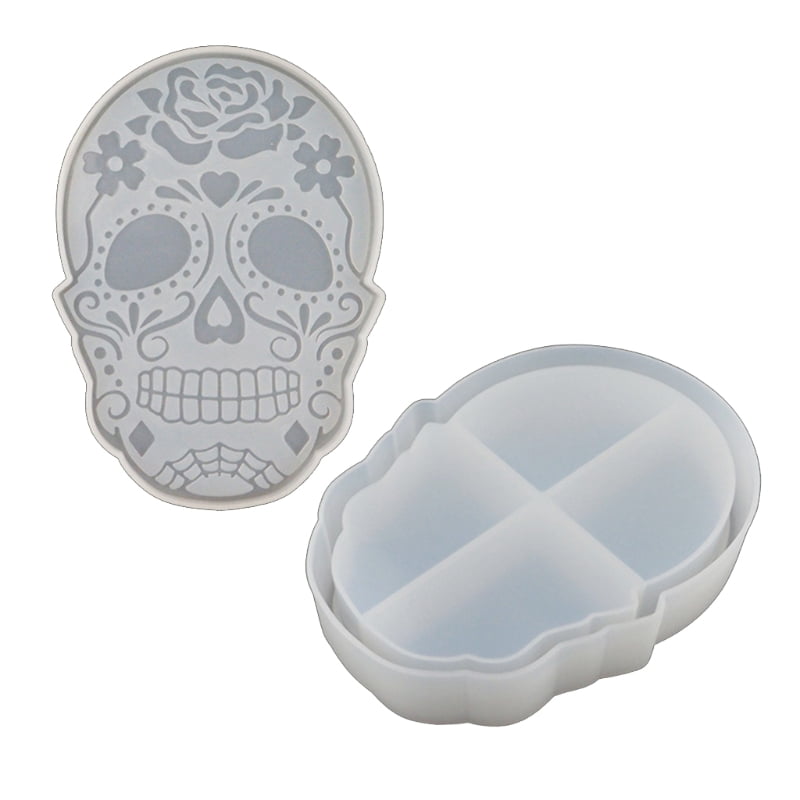 Halloween Skull Storage Box Mold for Epoxy Resin Casting DIY Jewelry Holder