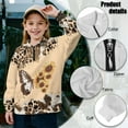 thumbnail image 6 of COEQINE Girls Polyester Sweatshirt, Quarter Zip Pullover Long Sleeve Loose Fit T-Shirts, Printed Casual Wear Tees for Kids and Youth 5-6 Years, Butterfly Sunflower Cow Leopard Print, 6 of 7