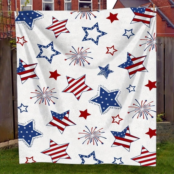 Soft Flannel American Flag Cozy Lightweight Soft Flannel American Flag Star Throw Blanket Perfect for All Seasons Couch Bed Office and Travel