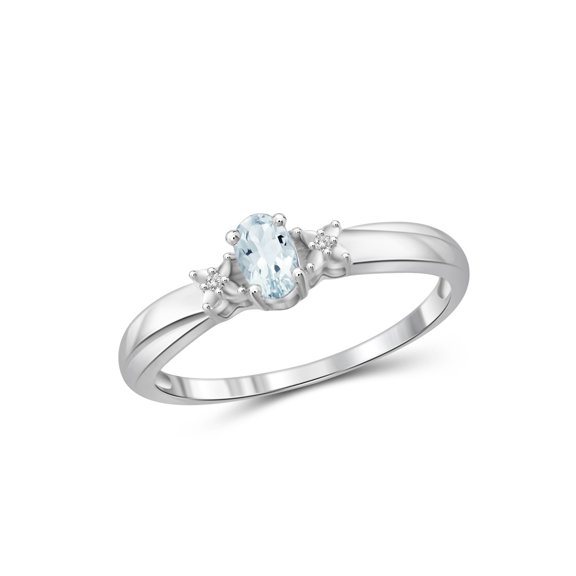 JewelersClub Aquamarine Ring Birthstone Jewelry – 0.25 Carat Aquamarine 0.925 Sterling Silver Ring Jewelry with White Diamond Accent – Gemstone Rings with Hypoallergenic 0.925 Sterling Silver Band