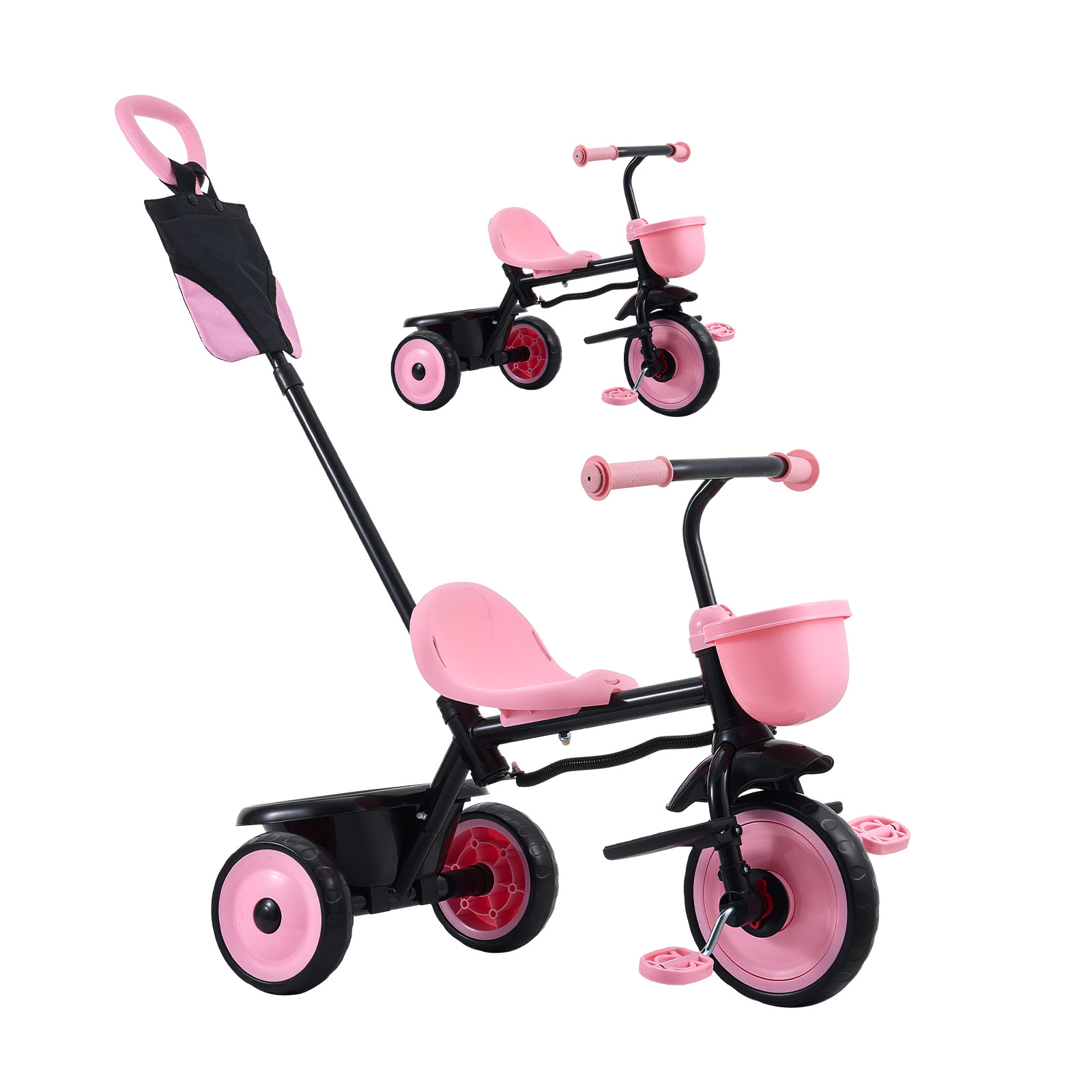 KFFKFF 2-in-1 Toddler Tricycle & Stroller, 18 Months to 5 Years
