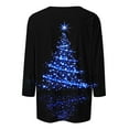 thumbnail image 3 of Oplxuo Christmas Shirts for Women Christmas Tree Printed Tshirts 3/4 Length Sleeve Round Neck Tops, 3 of 4